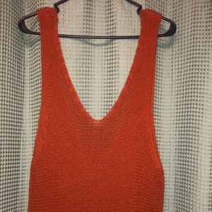 Double V Orange SweaterTank Top